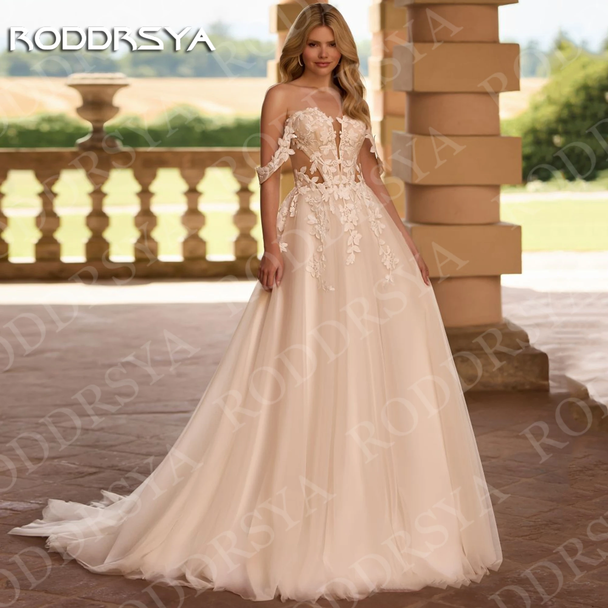 

RODDRSYA Bohemian Wedding Dresses Off the Shoulder Lace Appliques Tulle A Line Bridal Dress Woman Customized robe mariée 2026