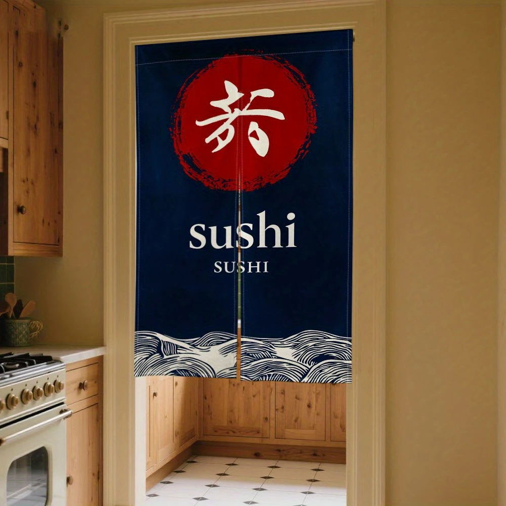 VIKAMA Japanese-Style Sushi Japanese Style Half Door Curtain, Noren Curtain for Kitchen Bedroom Entrance, Room Divider