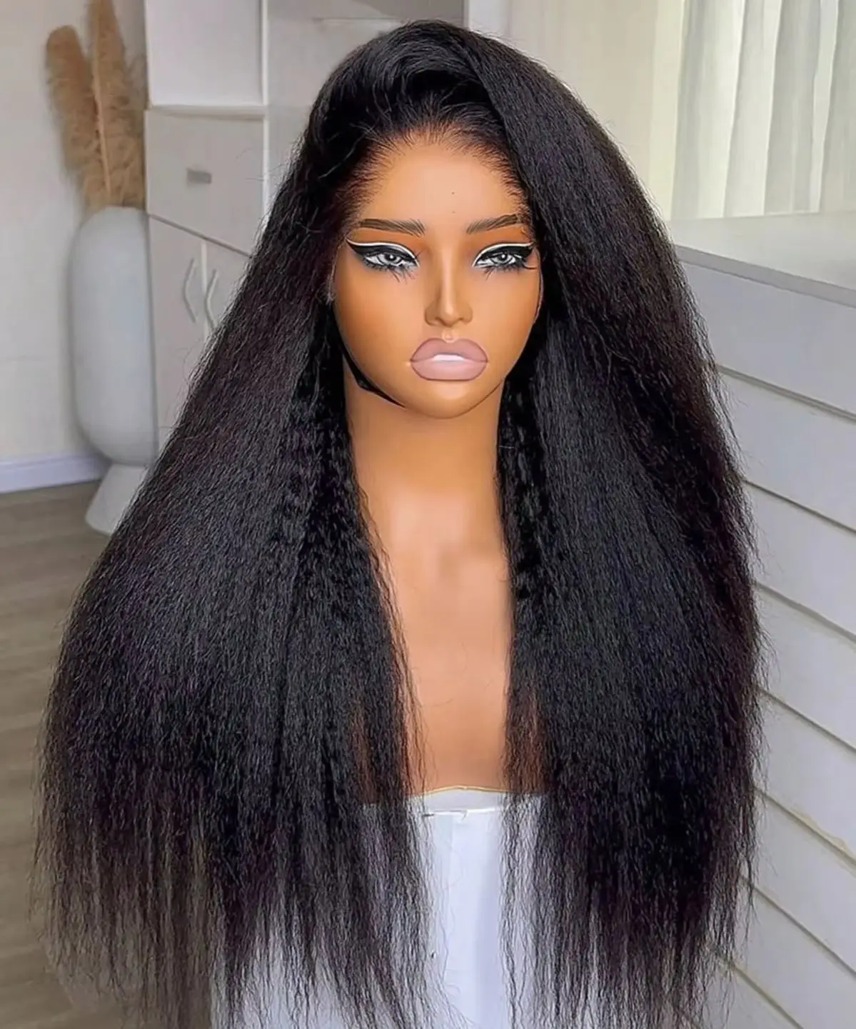 

5*5 Kinky Straight Human Hair Wig 13x4 Lace Frontal Yaki Straight Hair Wigs Kinky Straight Transparent Lace Front Wig for Women
