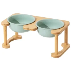 Big Dogs Dining Table Elevated Pet Double Food Water Bowls with Wooden Stand Medium Dog Drinking Eating Feeding Feeders