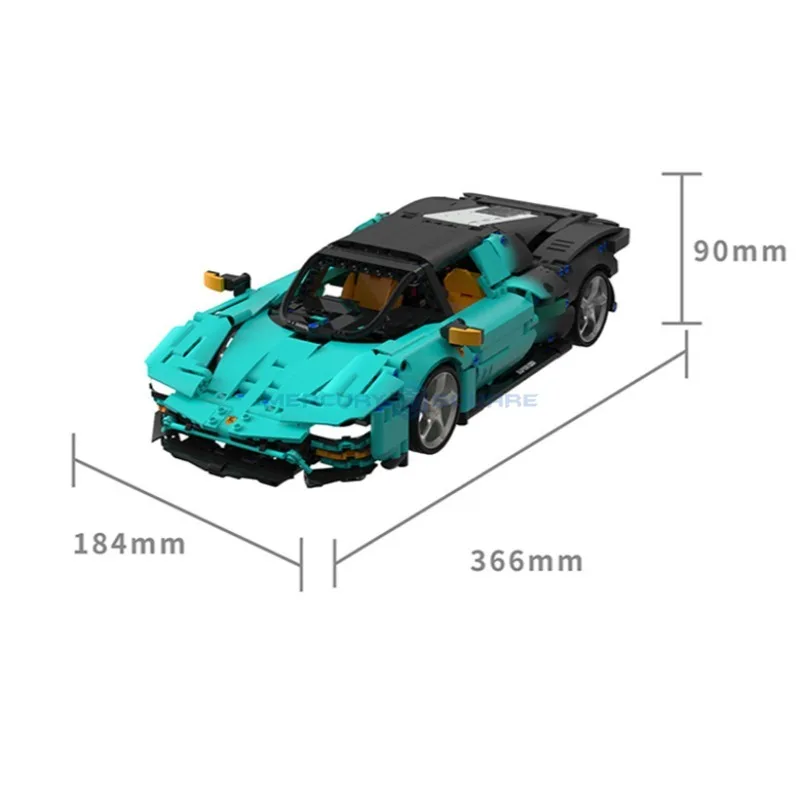 FL Supercar Supercar MOC T1001 Blue Fast Racing Speed Vehicle Bricks Model Building Blocks High Tech Toy Kit Gift Aldults Kids