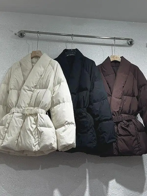 

Women's Cotton Jacket Belted Warm Versatile Fashionable Korean Style Bread Coat Thickened Long Sleeve Commute Winter New Arrival