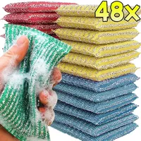 Steel Wire Cloth Sponge Wipe Scouring Cloth Kitchen Decontamination Clean Bowl Dish Pot Brush Household Cleaning Accessories
