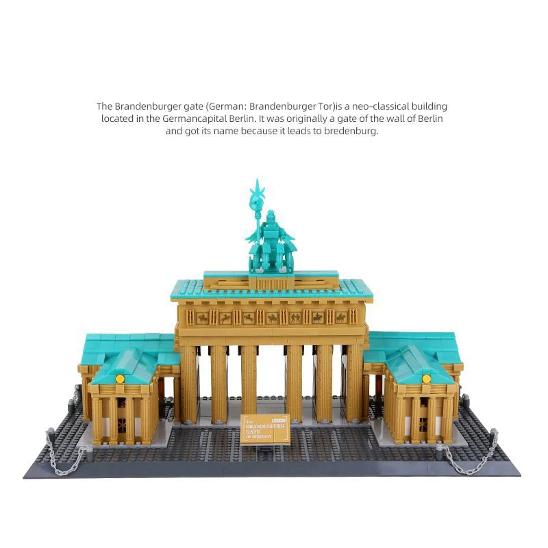 Creative World Famous Architecture Building Block Germany Berlin Brandenburg Gate Construction Model Brick Toys Collection