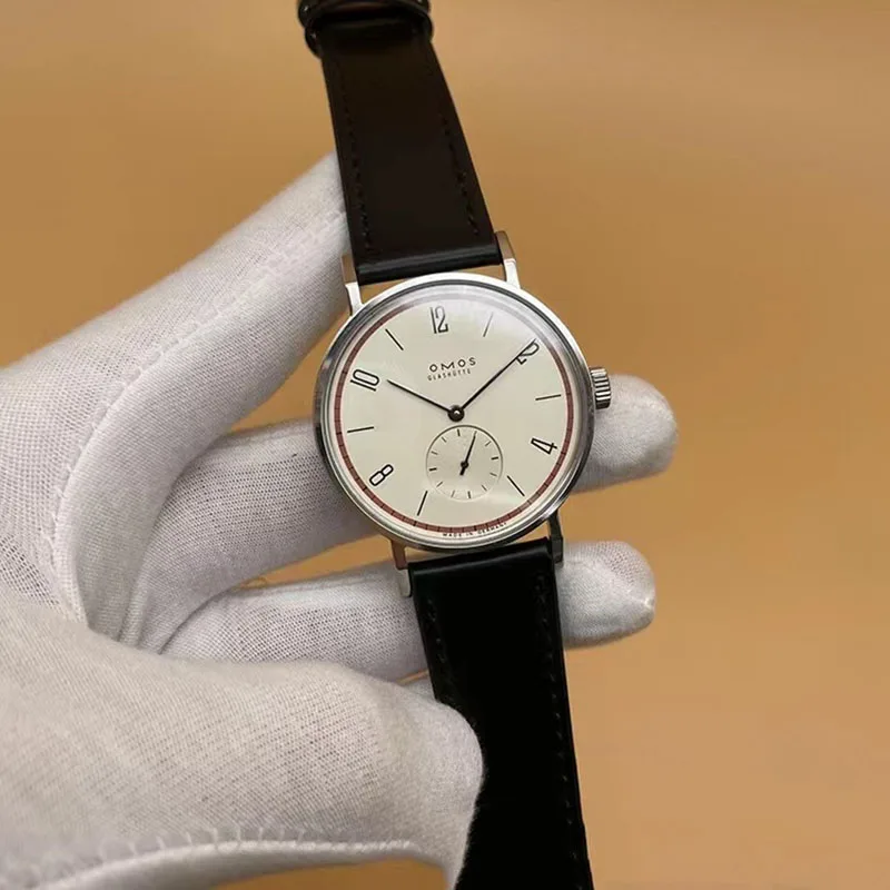 ساعة باوهاوس الأوتوماتيكية البسيطة سلسلة تانجومات الأحمر 12 الياقوت ساعة رجالية بسيطة ومتعددة الاستخدامات