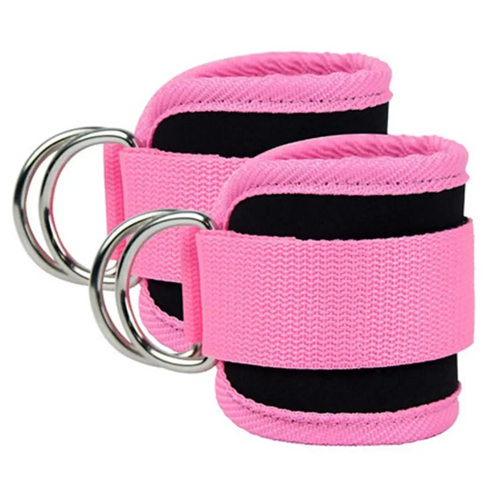 

1 Pair Gym Ankle Straps Double D-Ring Adjustable Polyester Padded Cuffs Ankle Weight Leg Exercises Training Brace Support