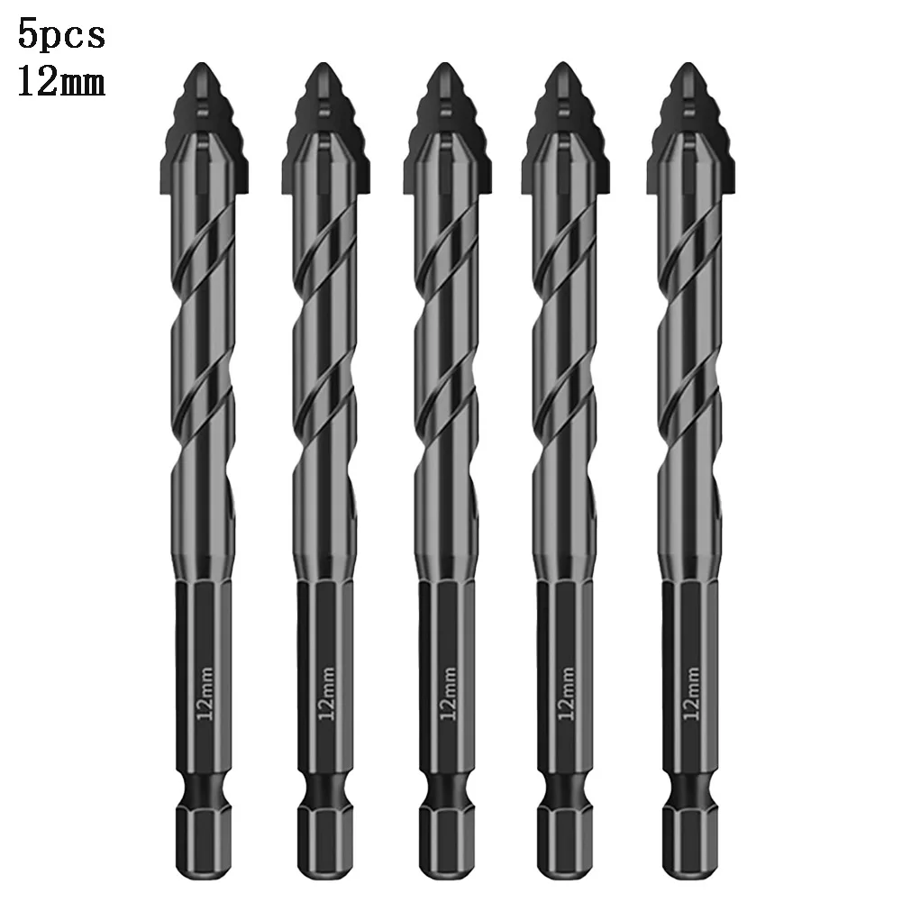 5pcs Four-Flute Eccentric Drill Bits Drilling Tool Glass Tile Punching Tool Hardness Triangle Drill Bit For Glass/Tile/Wood