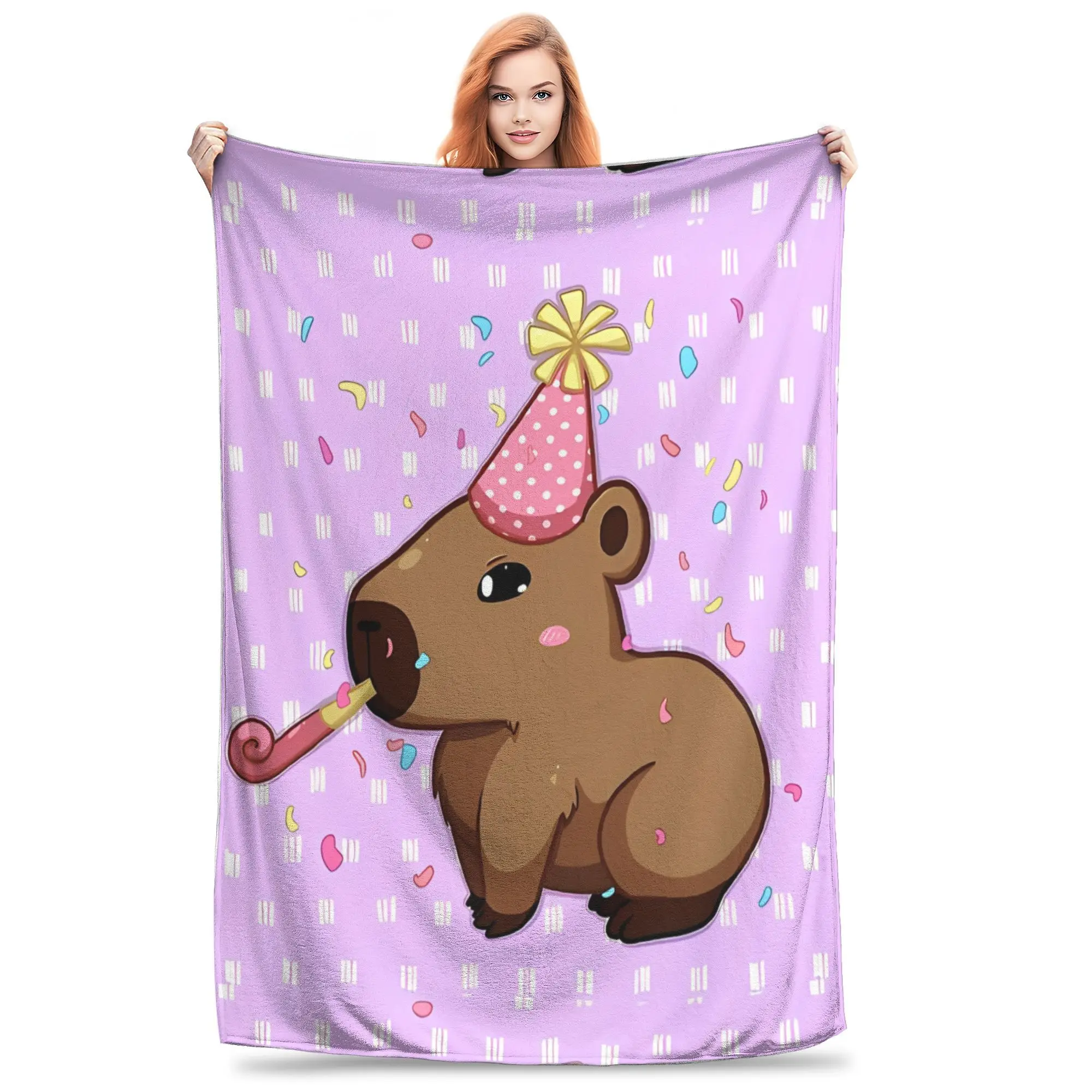 Cute Capybara Capibara Animal Blanket Flannel Printed  Breathable Lightweight Thin Throw Blanket for Bedding Office Bedspread