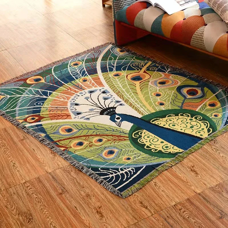 Elegant Animal Pattern Nordic Throw Blanket for Sofa Cover Towel Nap Blanket with Tassels Tablecloth Tapestry House Bed Decor