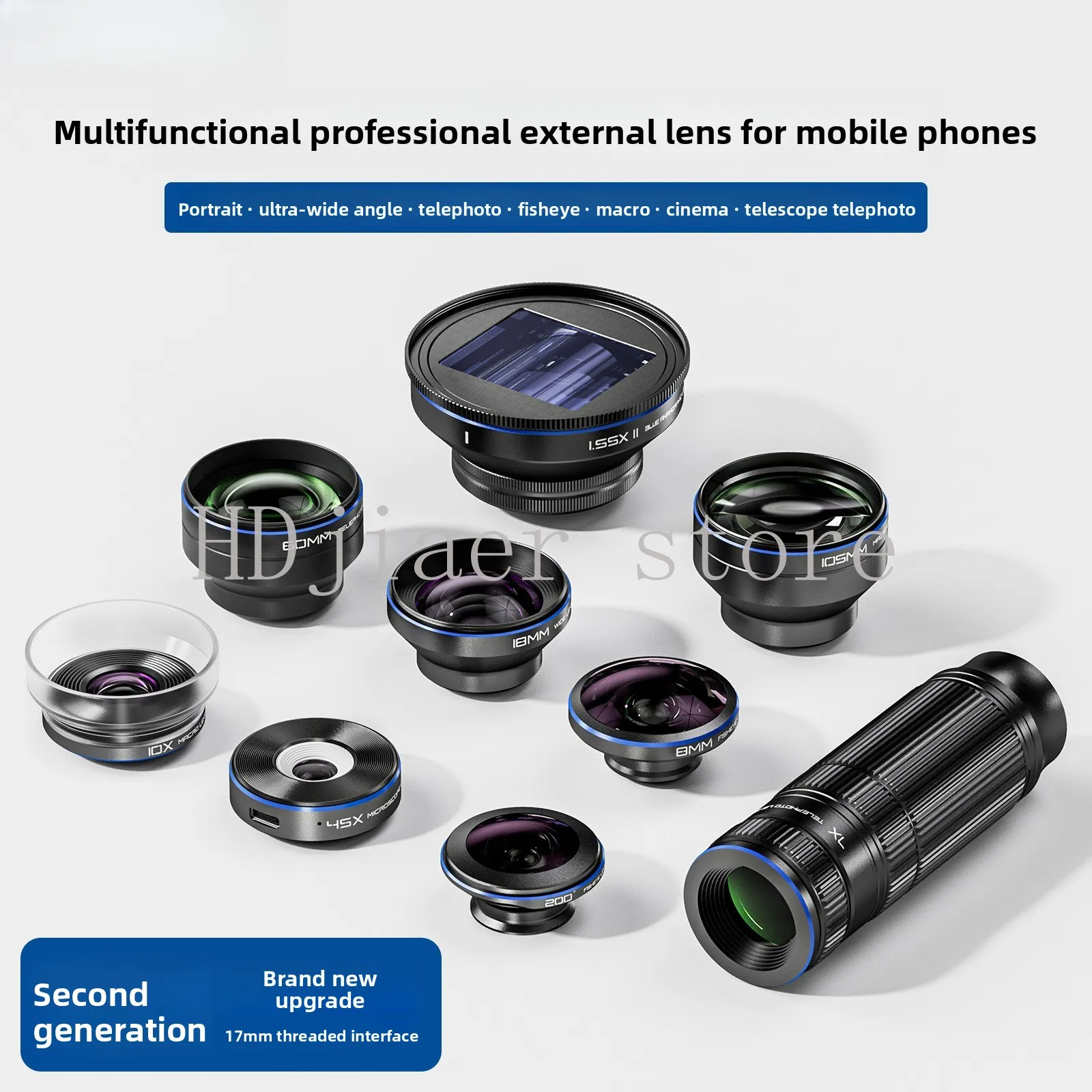 

Mobile phone lens 7X telescope telephoto lens Wide-angle macro fisheye microscope with clip