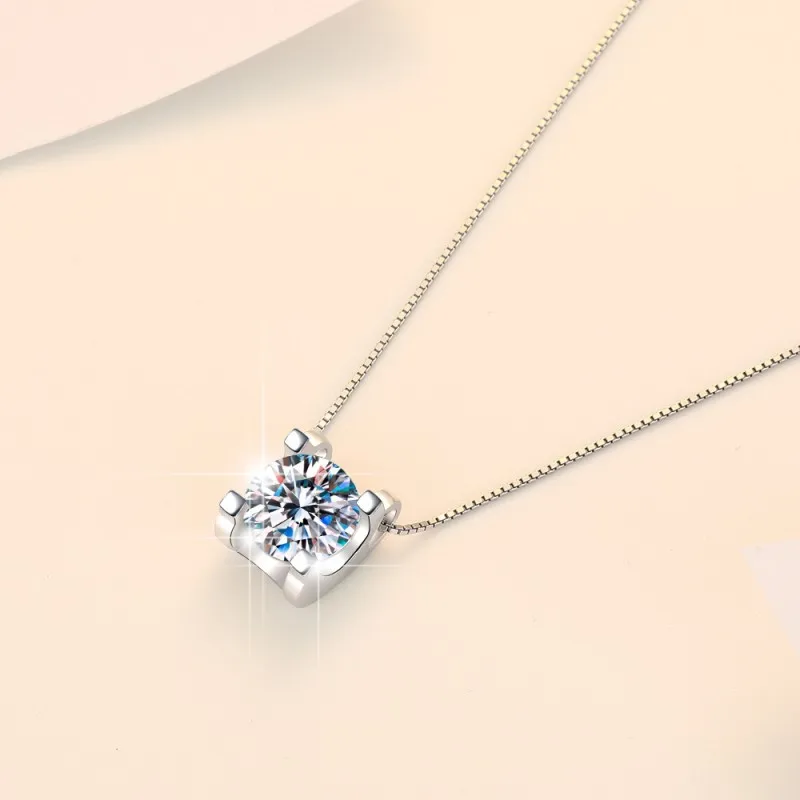 Neue Halskette aus 925er Silber mit Zirkon-Anhänger für Damen, Hochzeitsschmuck aus Sterlingsilber, feine Accessoires, modische Box-Kette, Partygeschenke