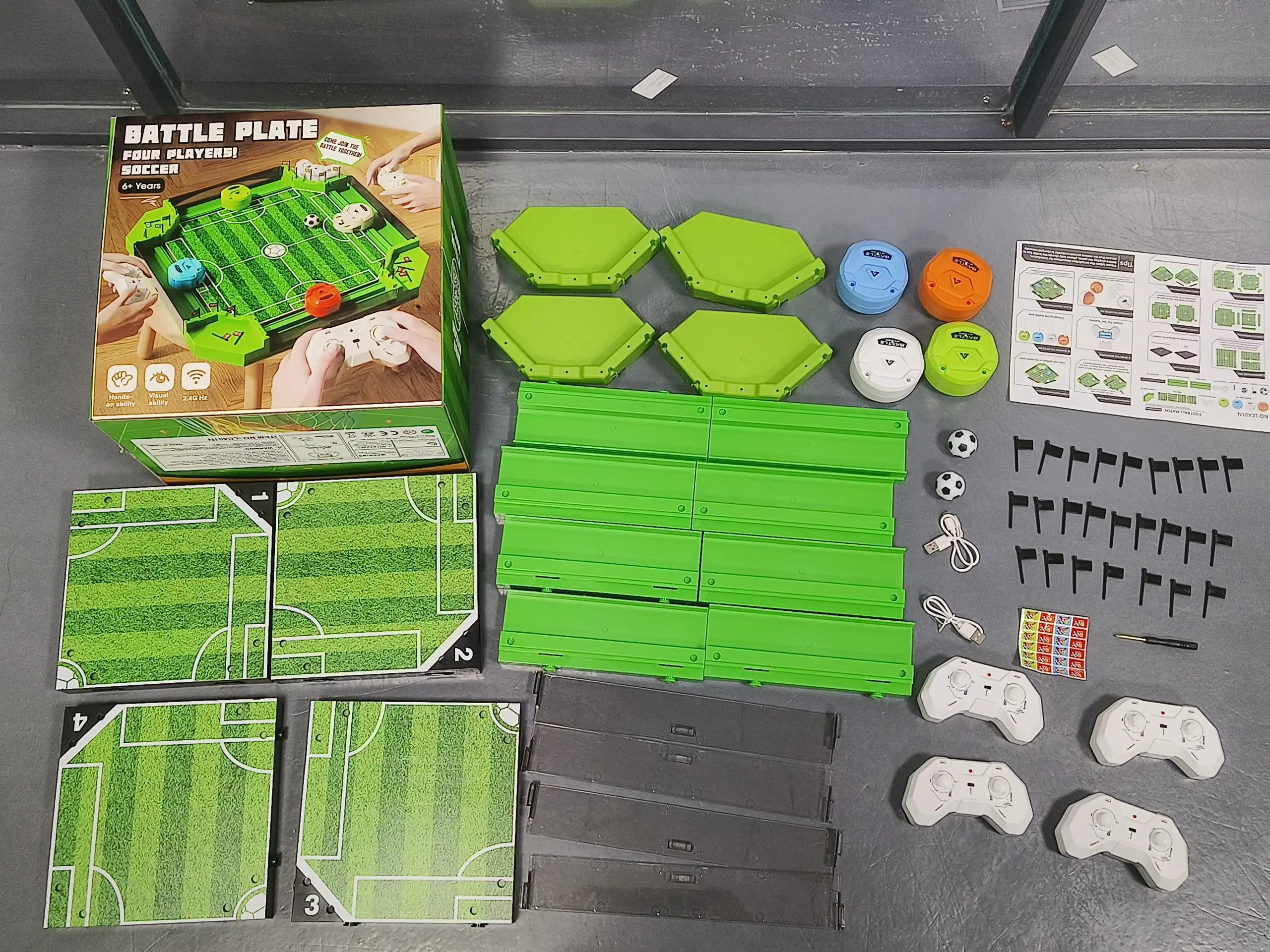 Mini Four-Player Soccer Tabletop Interactive Game, Soccer Tabletop Competition Sports Game, Requires Self-Assembly.