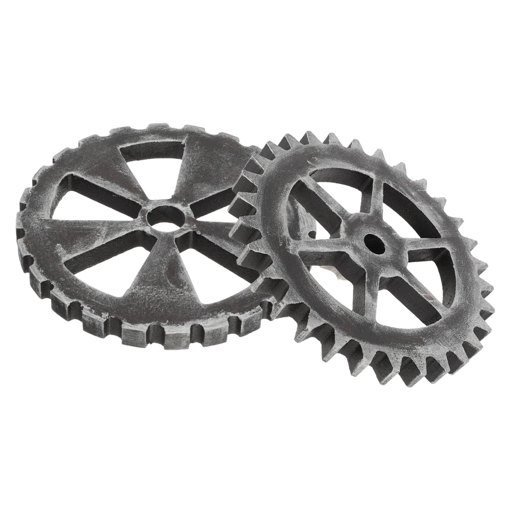

2pcs Density Board Gear Decor Industrial Style Large Ornament For Home Office Vintage Wall Hanging Art Retro Gear Pendant Wall