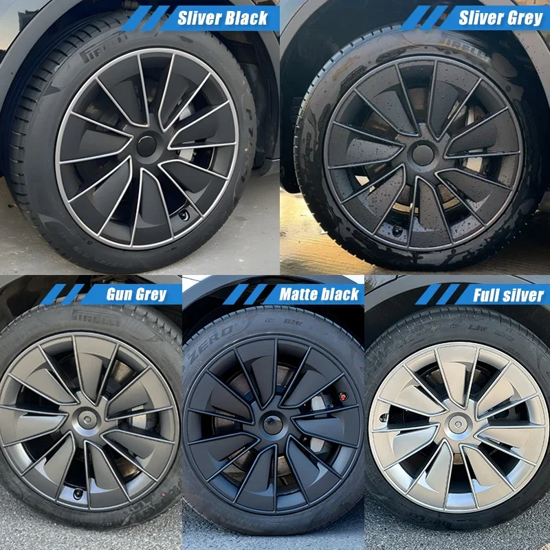 4 Buah Tutup Roda untuk Tesla Model Y 19 Inci Tutup Hub Performa Pengganti Mobil HubCap Penutup Pelek Penuh Aksesori 2018-2024