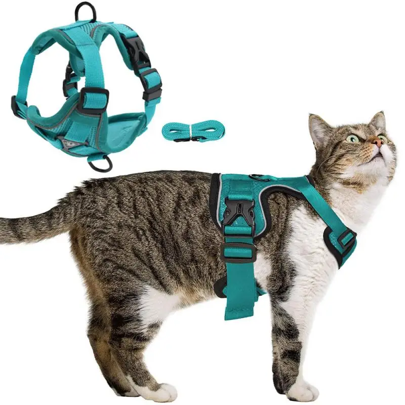 Pet Harness Escape Proof Breathable Cat Harness and Leash for Walking Outdoor,Easy Control Pet Dog Cat Leash Reflective Harness