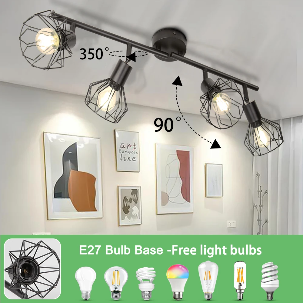 金属ケージ天井スポットライト-e27-led-ペンダントライト天井ランプ交換可能な電球シャンデリアリビングルームダイニングルーム