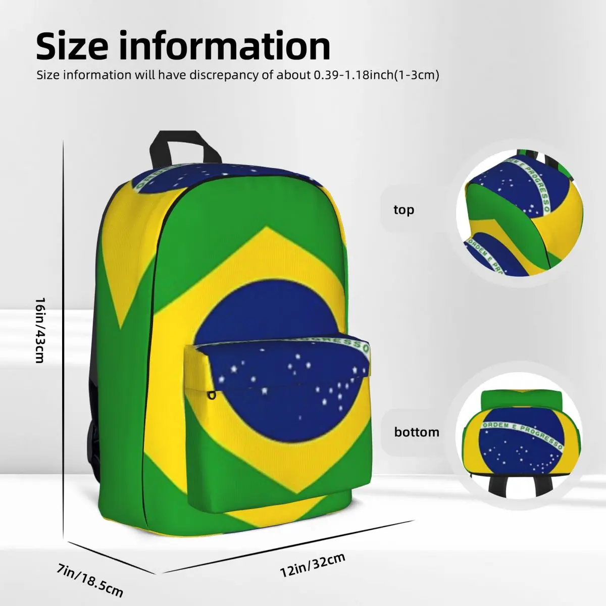 Brazil National Flag Backpacks Large Capacity Student Book bag Shoulder Bag Laptop Rucksack Travel Rucksack Children School Bag