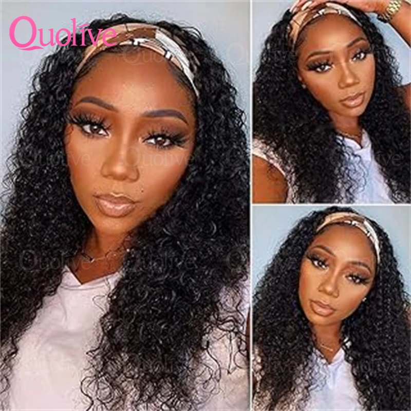 

Headband Wigs Human Hair For Women Deep Wave Natural Color Water Wave Glueless Human Hair Wig 30 Inch Human Hair 250% Density
