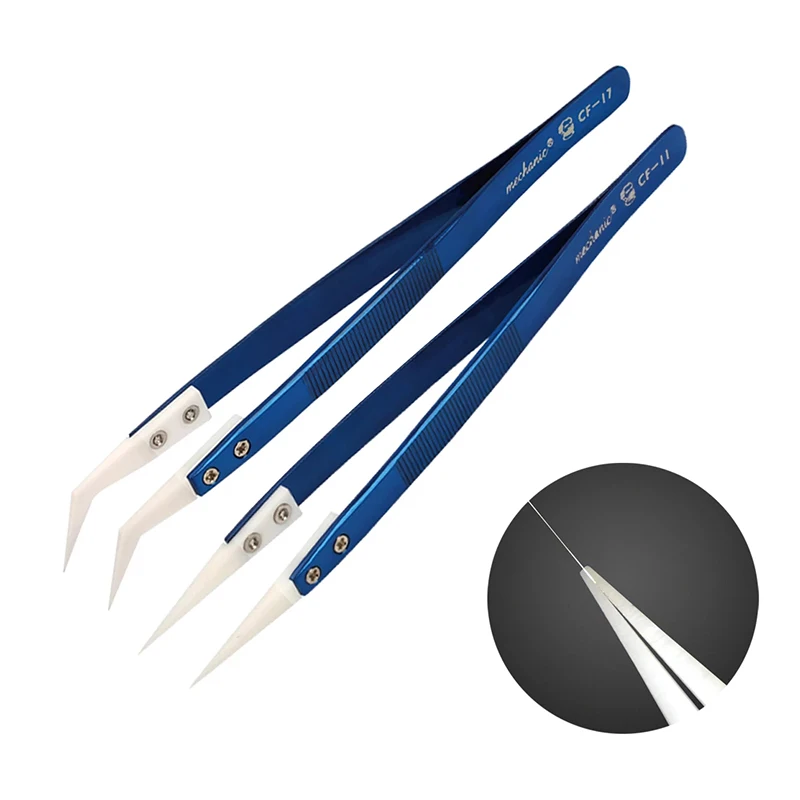 

MECHANIC Pointed High-Precision Insulating Ceramic Anti-magnetic Anti-static Mobile Phone Flying Wire Repair Elbow Tweezers
