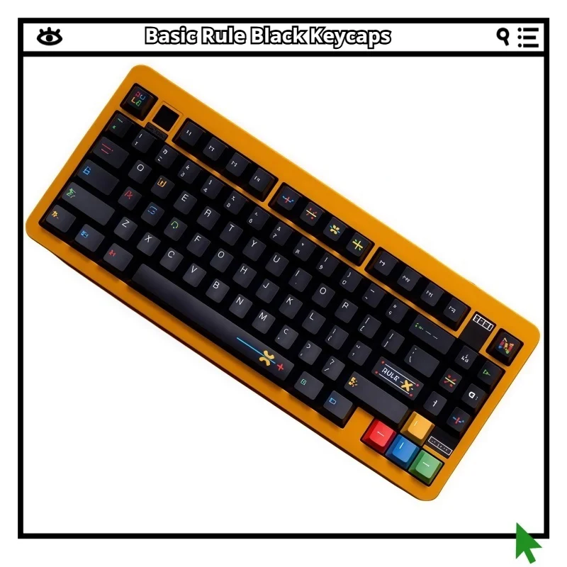 

Basic Rules Theme Keycaps Black Thermal Sublimation Process Cherry High Ergonomic Customization Silk Smooth Touch PBT Material