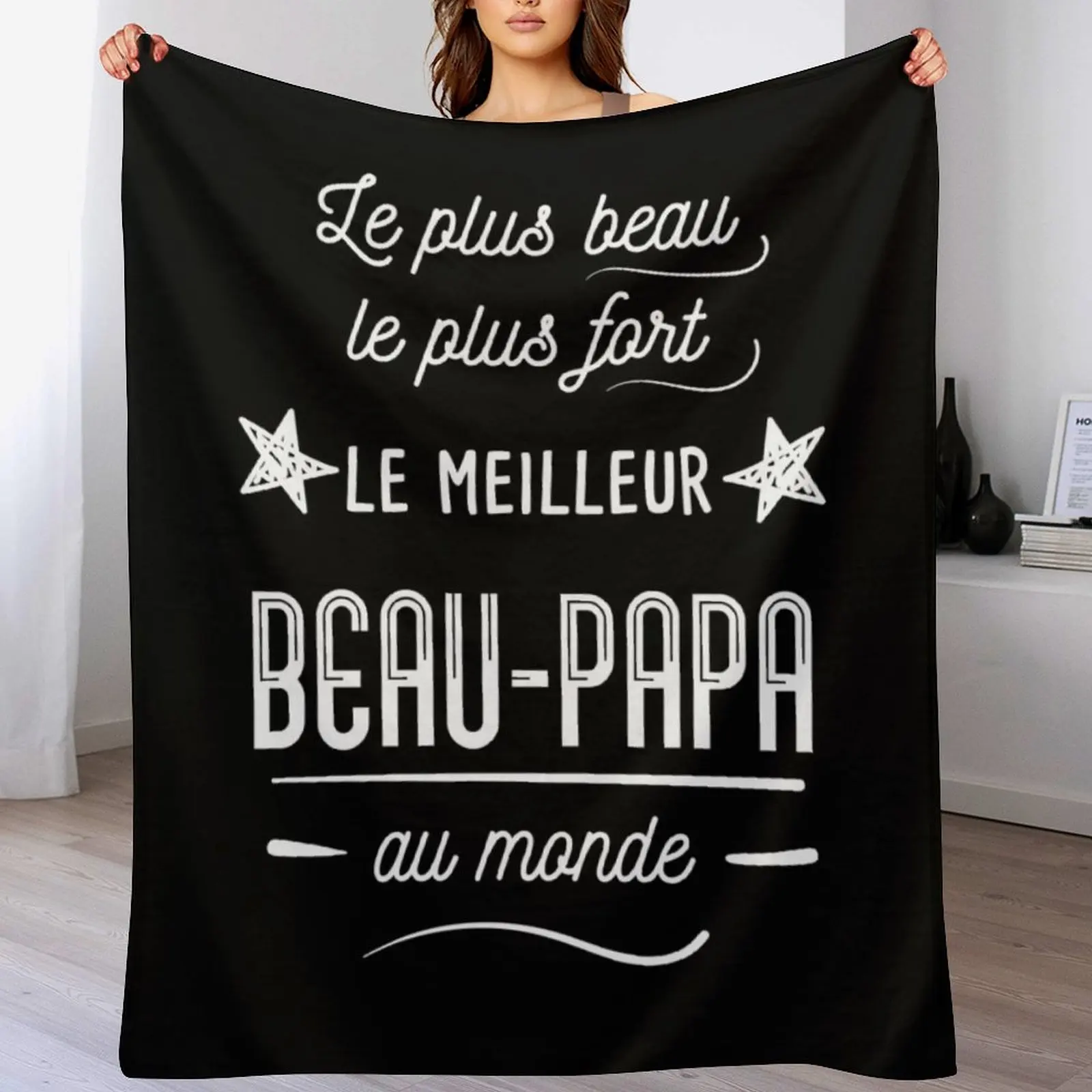 Le meilleur beau papa au monde Throw Blanket Hair Quilt Blankets