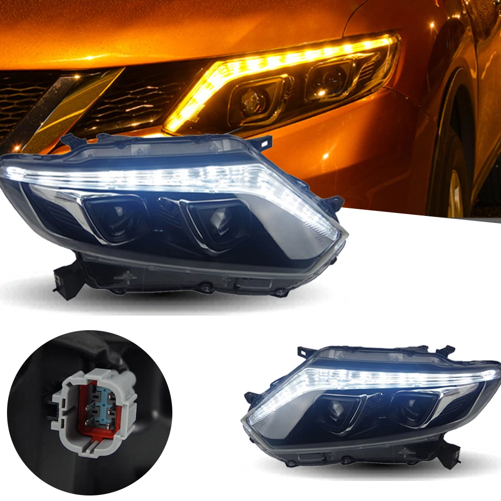المصباح ل X-trail LED المصابيح الأمامية 2014-2016 رئيس مصباح سيارة التصميم DRL إشارة العارض عدسة اكسسوارات السيارات الجبهة أضواء #3