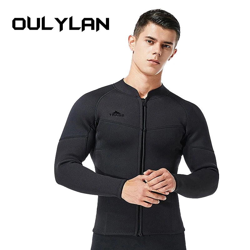 

Oulylan Men's 3mm Long Sleeves Neoprene Jacket Wetsuits Rash Guards Surfing Diving Suit Swimming Snorkeling Top Shirts