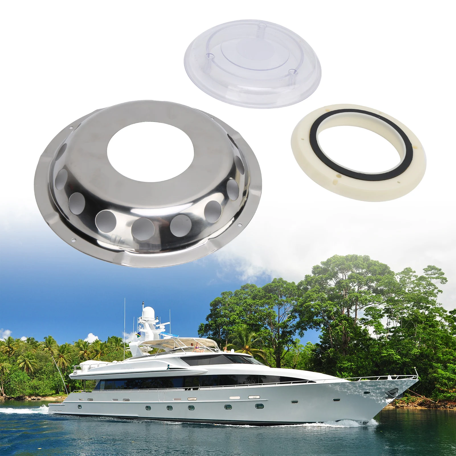 Stainless Steel Marine Air Vent Ventilation Window Transparent Center Boat Hardware Accessory For Vessel Yacht Use