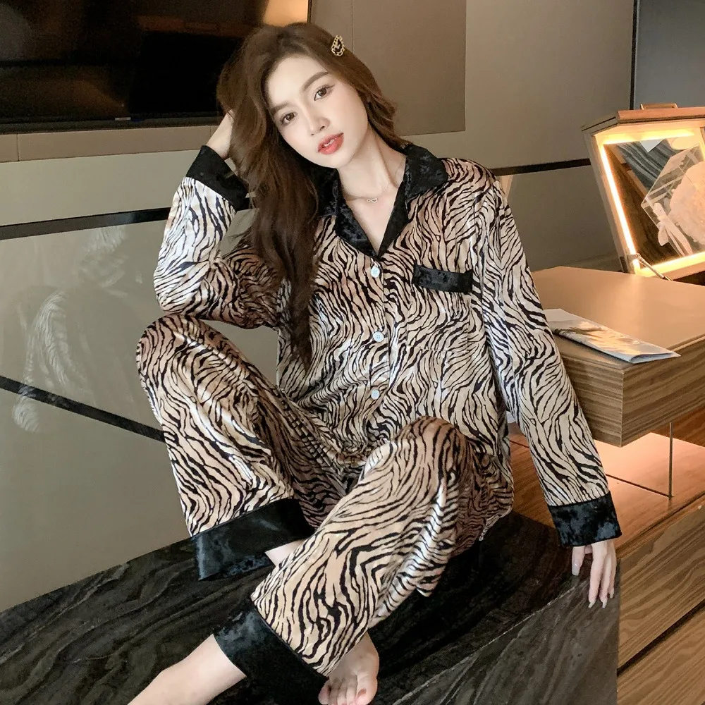 

Осенне-зимние золотые бархатные пижамы с длинными рукавами, золотой бархат с бриллиантами, сладкий тонкий бархатный комплект домашней одежды