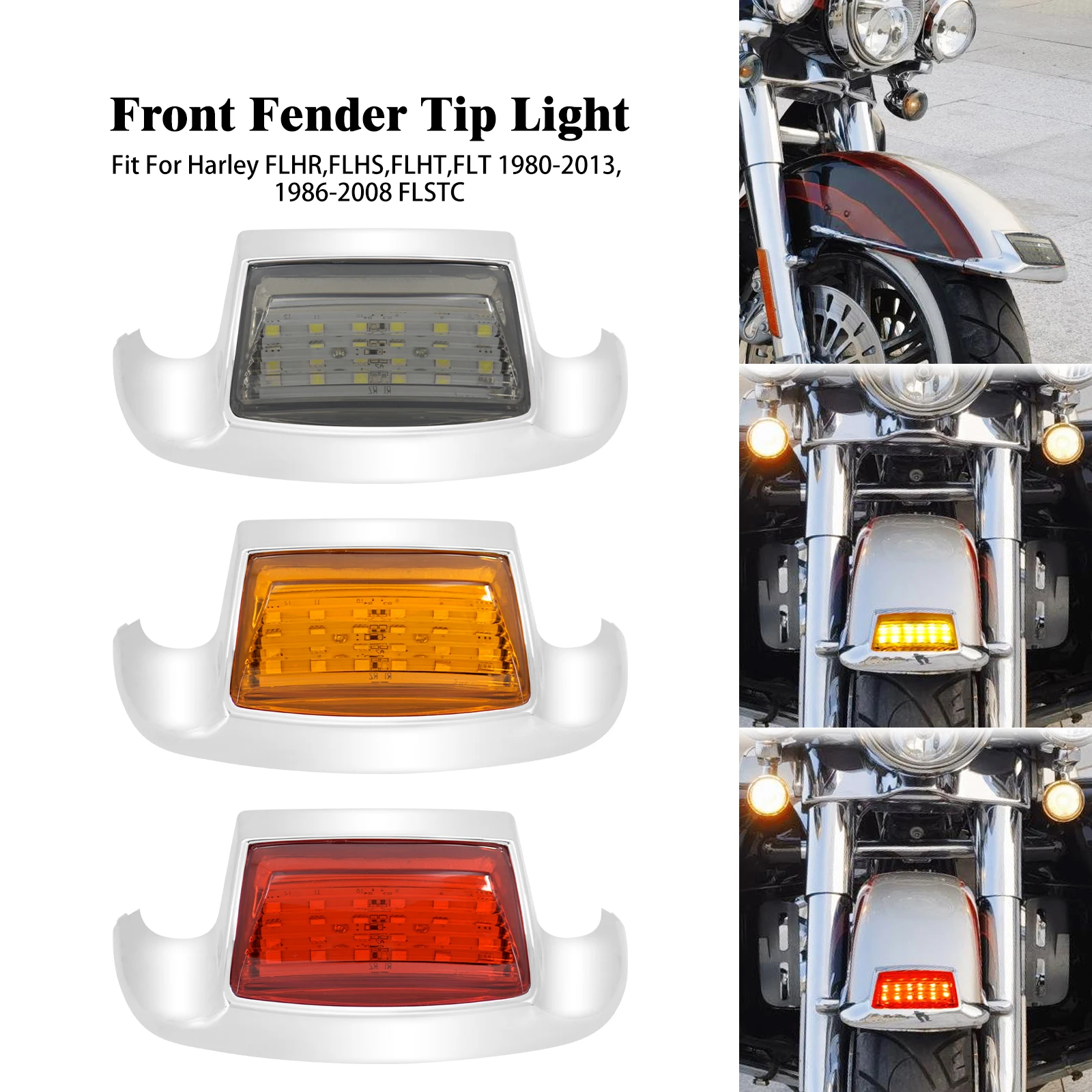 

Motorcycle LED Front Fender Tip Light Lamp Edge Lights For Harley Touring Road King Electra Glide Heritage Softail FLHT