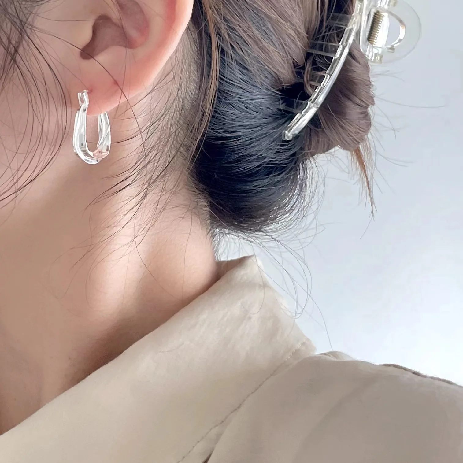 SHANICE S925 Sterling Silver Moroccan Style Irregular Hoop Earrings for Women Fashion Cute Punk Charm Earring Minimalist Jewelry