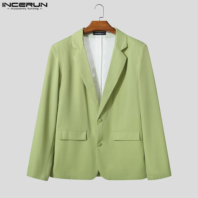 INCERUN Blazer Pria Kerah Tambal Sulam Renda Jaring Lengan Panjang Punggung Tembus Pandang Setelan Pria Pakaian Jalanan Mantel Tipis Mode Musim Gugur 2025