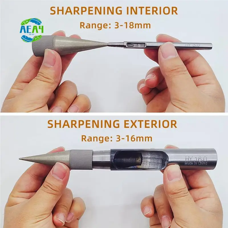 

AEA4-Leather Hole Punch Sharpener Emery Round Hole Punch Grinder Hollow Hole Punches Polishing Tool, 3-16MM
