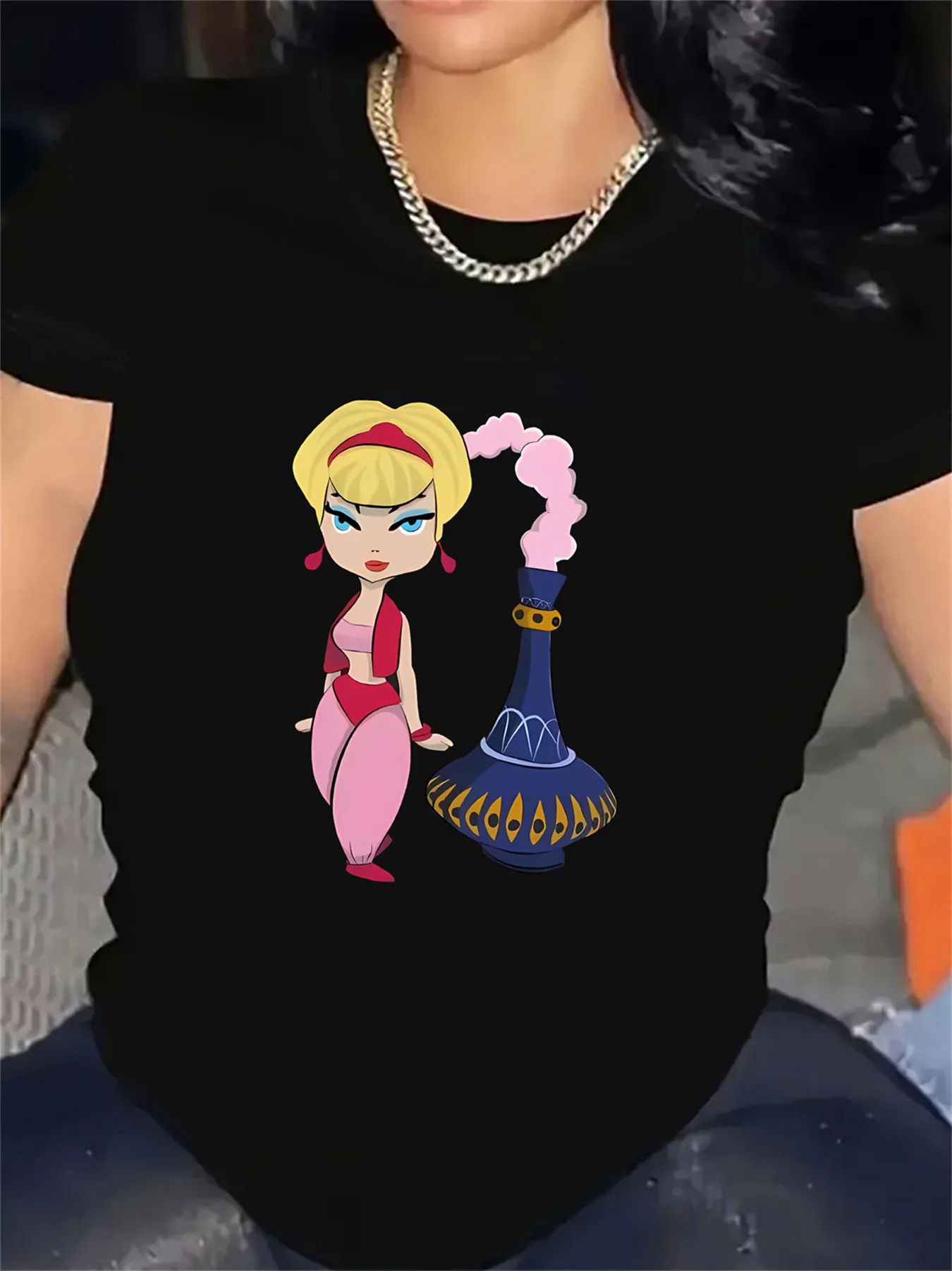 

T-Shirt Soft Women's Casual Cartoon Graphic Print T-Shirt Relaxed Fit Round Neck Short Sleeve Comfort Summer Woman Plus Size