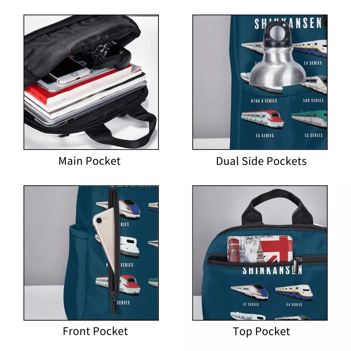 Japanese Shinkansen Bullet Trains Backpack Large Capacity Boys Girls BookBag School Bag Shoulder Bags for Men Women