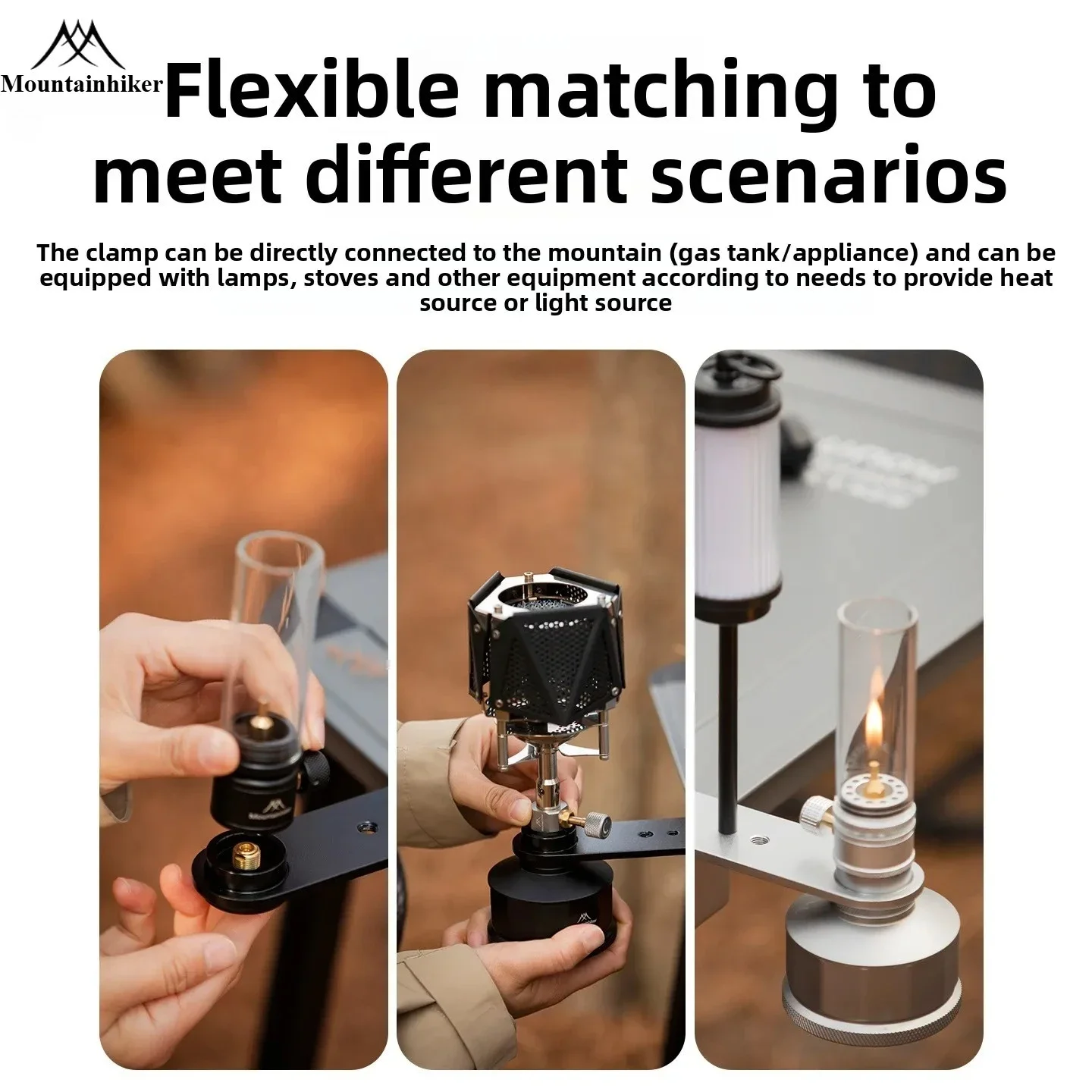 MOUNTAINHIKER Flat Gas Cylinder Lamp Stove Head Heating Stove Table Fixing Fixture Camping Desktop Extension Accessories