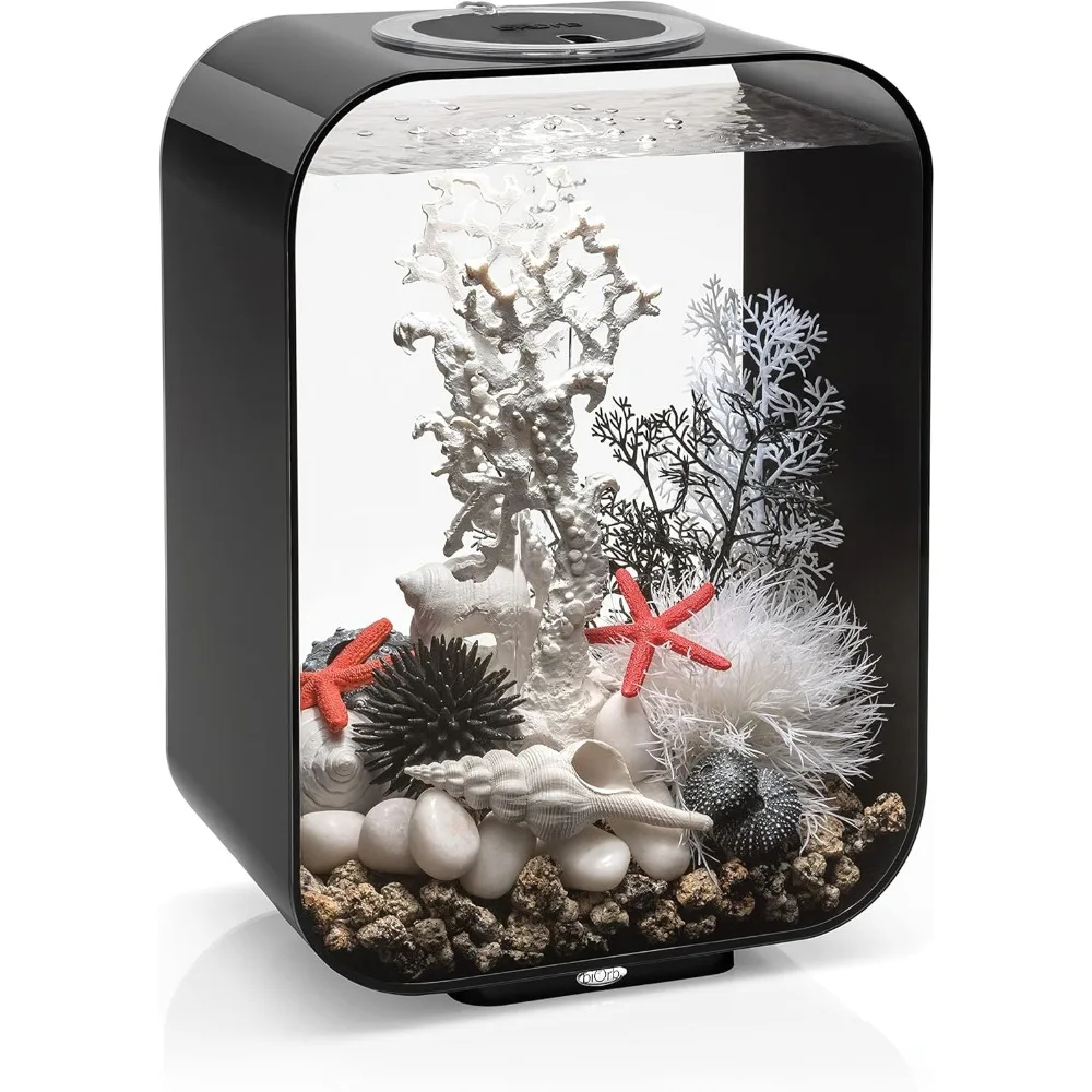 

Современный компактный акриловый аквариум емкостью 4 галлона с белой светодиодной подсветкой для столешницы или рабочего стола, черный