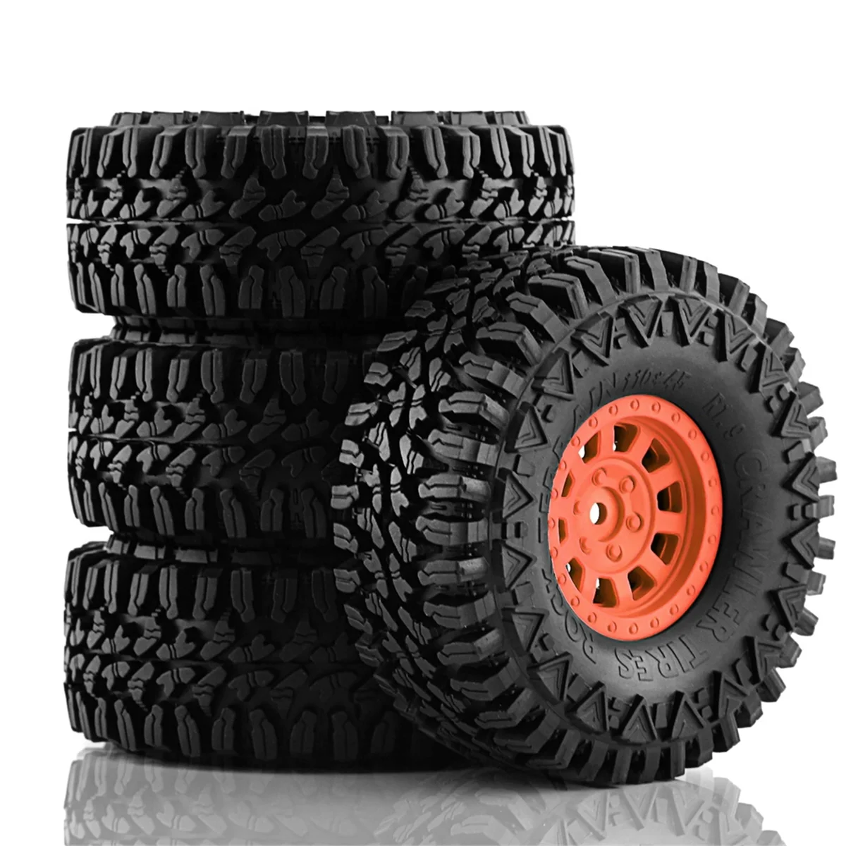 

4PCS 110mm Wheels Tires for 1/10 RC Rock Crawler Axial SCX10 SCX10 II 90046 TRX4 RC4WD D90 RC Car Parts,Red