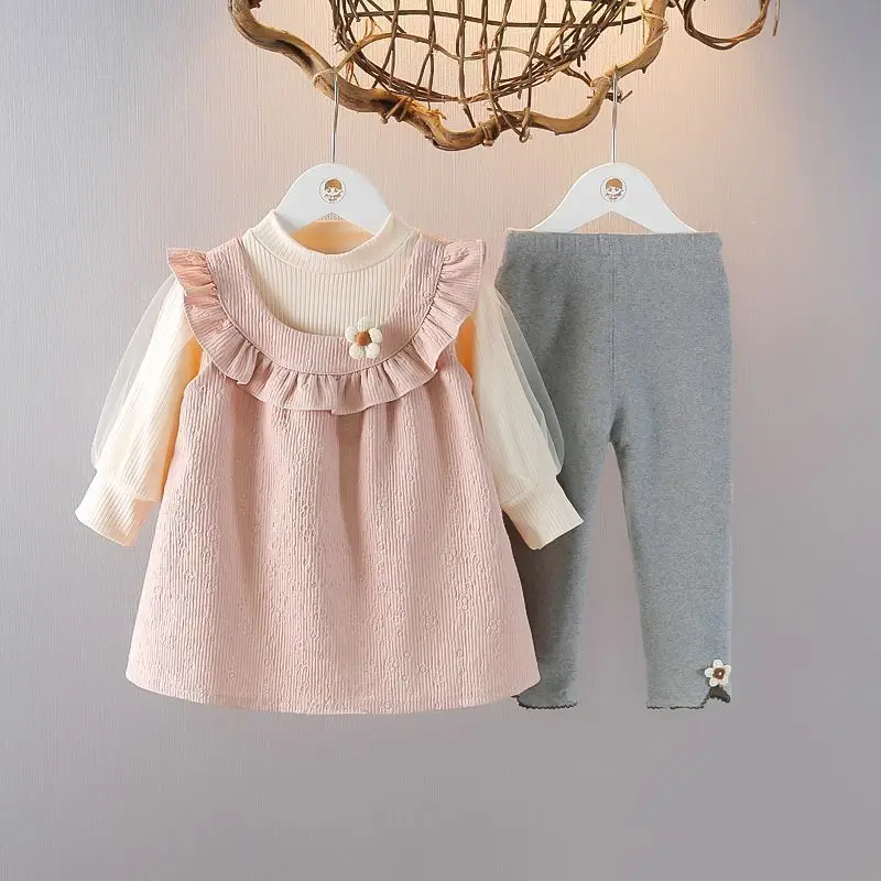 

New Spring and Autumn Style Baby Girl's One-Year-Old Formal Dress Set, Fashionable Dress Set for Girls, Spring and Autumn Three-