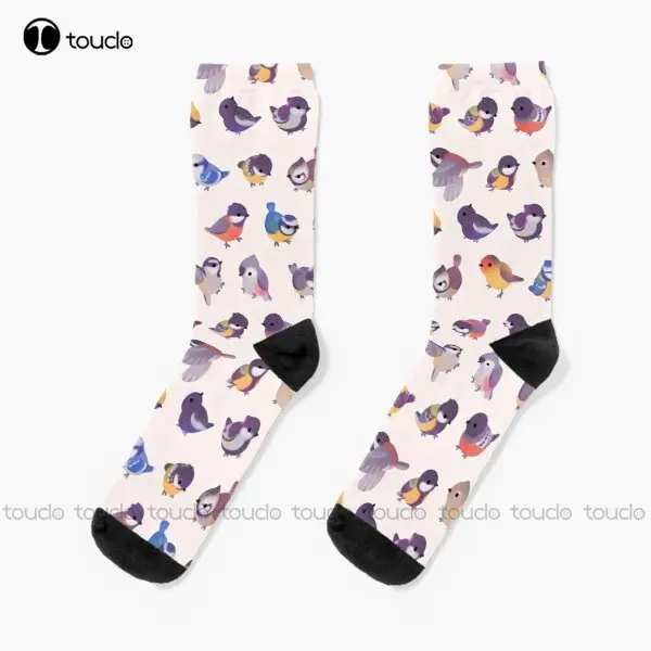 Calcetines largos de Little Bird (Paridae) para hombre y mujer, medias personalizadas con estampado Digital de arte Retro, 360 °, Unisex, para adolescentes y jóvenes