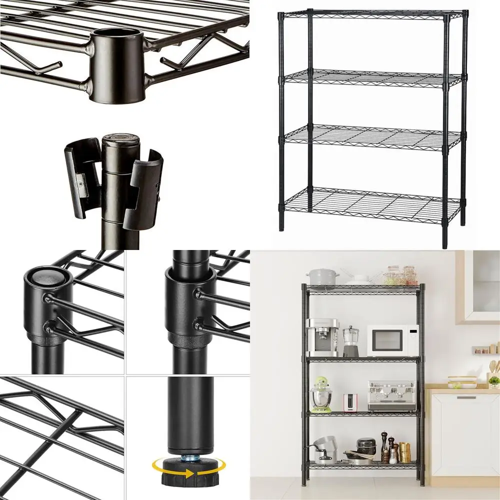 

36W x 14D x 59H Adjustable 4-Tier Metal Wire Shelving Unit for Storage in Home, Garage, Kitchen, or Office