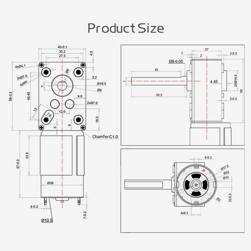 5840-555 Miniature Brushed DC Motor 12V24V Extended Shaft Output 11RPM~470RPM Forward And Reverse Switching Speed Control Motor