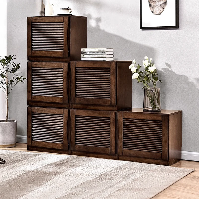 Free combination of shoe cabinets under all solid wood stairs Simple multi-layer large-capacity storage foyer cabinet at the doo
