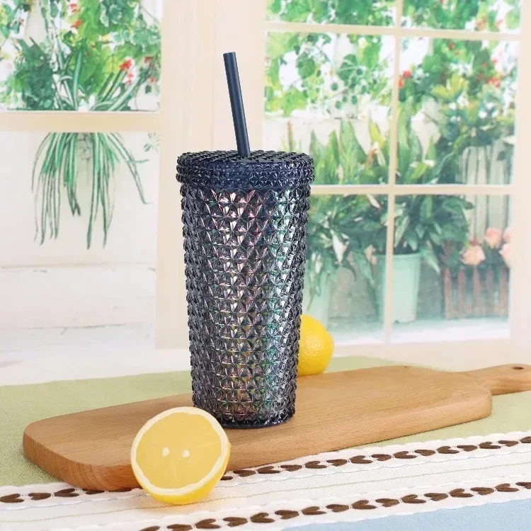 Bicchiere iridescente strutturato da 16 once, blu