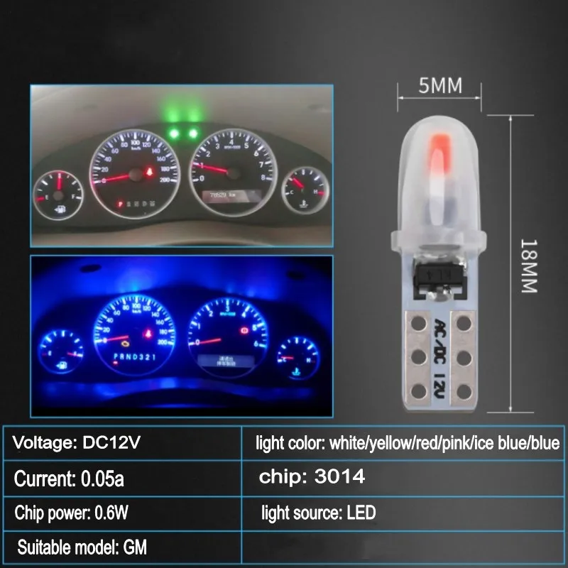 Imagem -05 - Auto Car Dashboard Lights 3014 Smd Reading Instrument Painel Lâmpada sem Polaridade Lâmpada Led Branco 12v dc t5