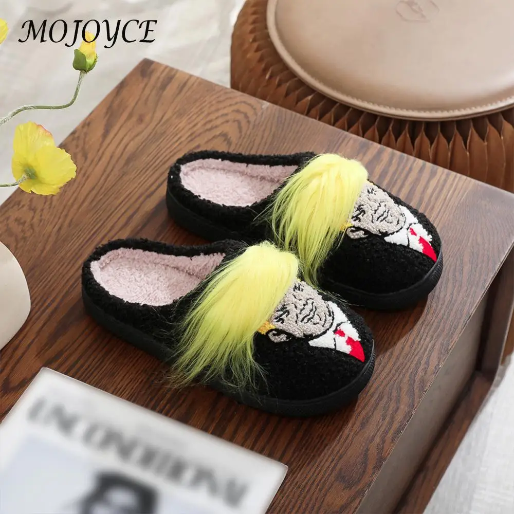 Plush  Wig Slippers Closed Toe Slipper 3D Fake Hair Furry Slipper Non-Slip Warm House Shoes for Men Women Indoor Bedroom