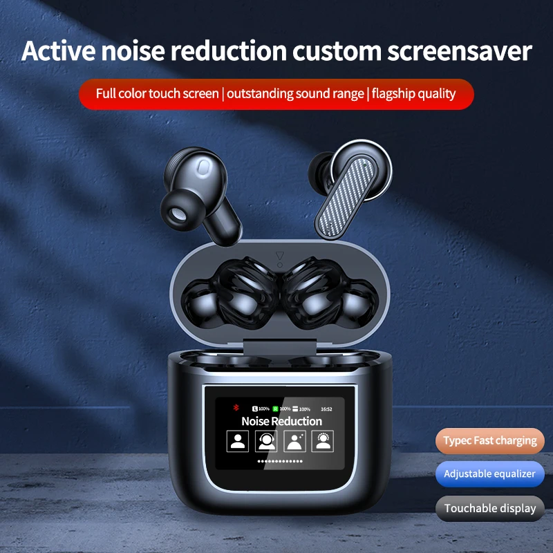 YW05 multifunctional full-color touch screen wireless Bluetooth earphones ANC+ENC dual noise reduction earbuds in ear headphones