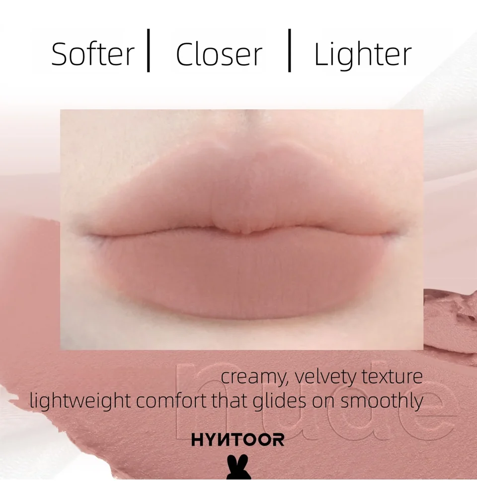 HYNTOOR MATTE LIP MUD 2.2G Invisibility Lip Lines Matte Long-lasting Waterproof Lip Tint Velvet Liquid Lipstick Makeup