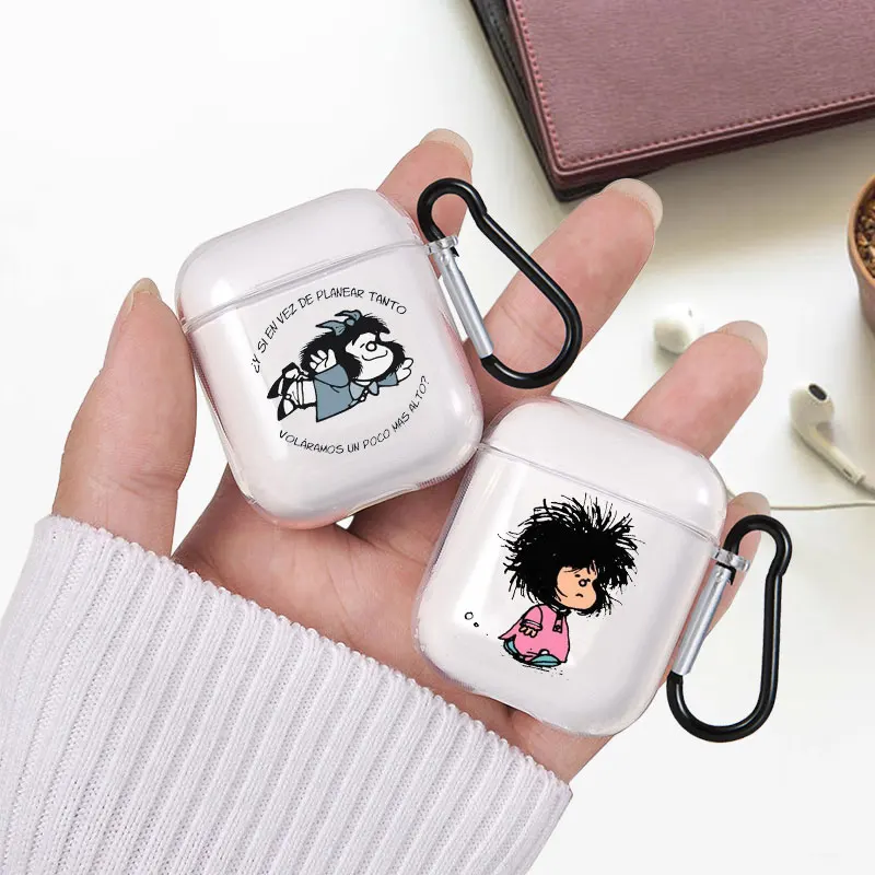 

Cartoon Mafalda Case For AirPods 1 2 3 4 Clear Protector for Apple Airpods PRO2 Charging Box Cover Earphone Thin Bags Fundas