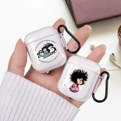 Cartoon Mafalda Case For AirPods 1 2 3 4 Clear Protector for Apple Airpods PRO3 Charging Box Cover Earphone Thin Bags Fundas